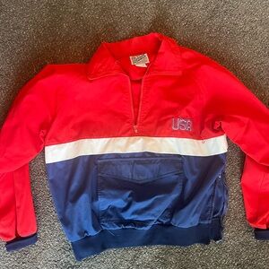 Vintage USA Olympic Red White Blue Pullover Jacket Size XL Outdoor Exchange